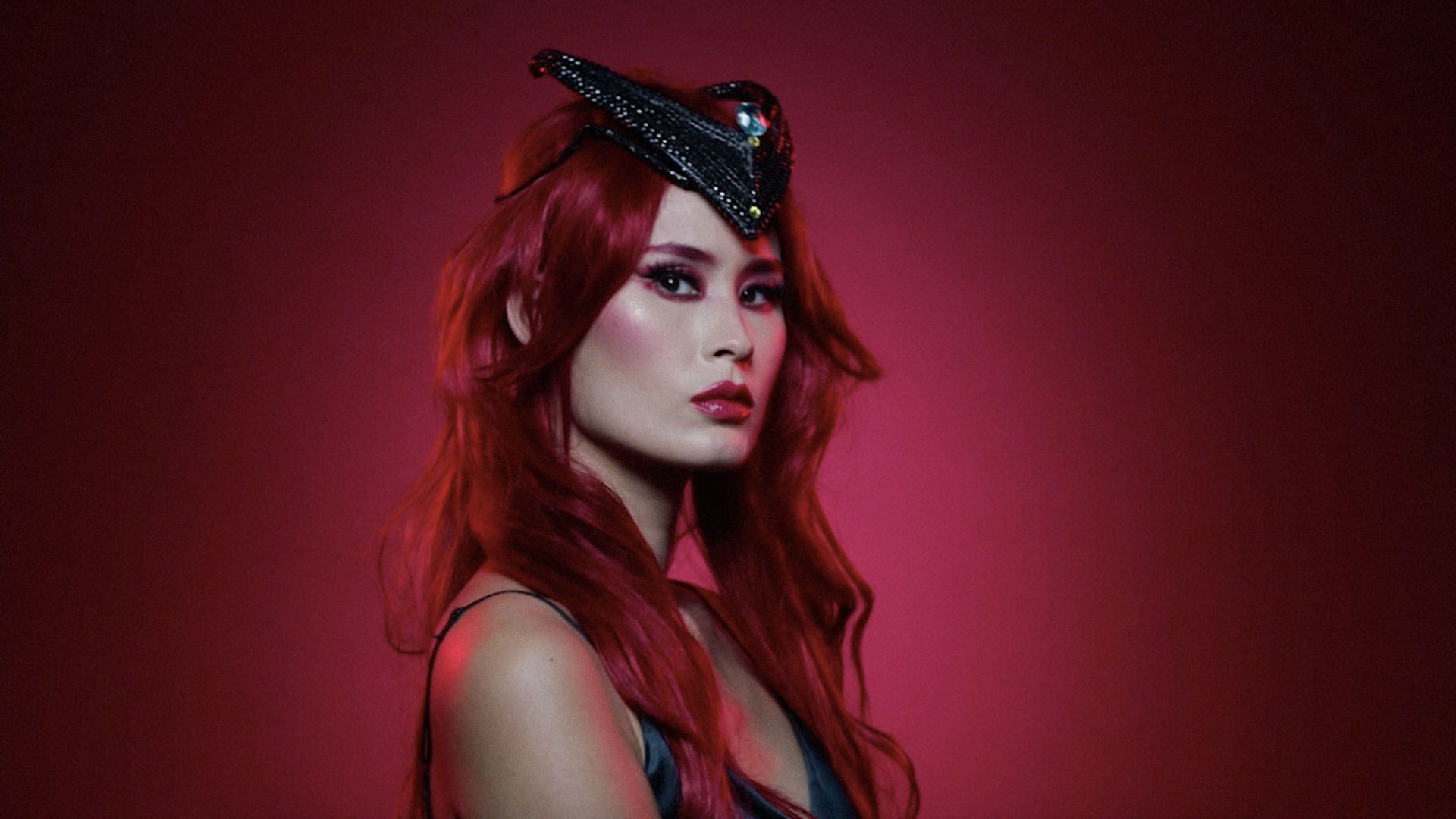 A model made up as Queen Beryl from Sailor Moon