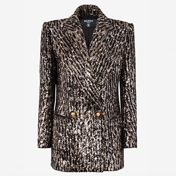 Balmain Double-Breasted Sequinned Jersey Blazer