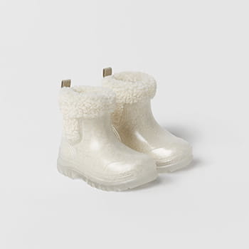 Zara Baby Faux Shearling Rain Ankle Boots
