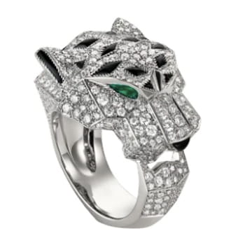 Cartier Panthère de Cartier Ring in White Gold, Diamonds, Emeralds & Onyx