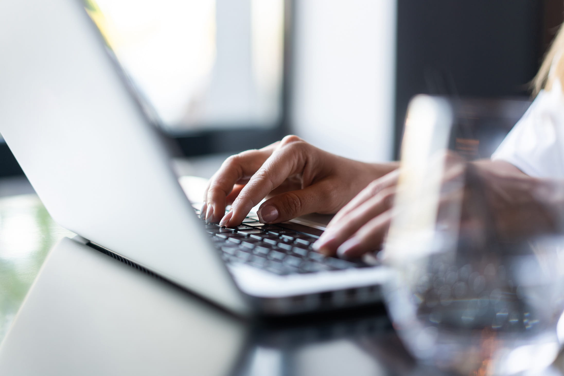 A person using a laptop computer