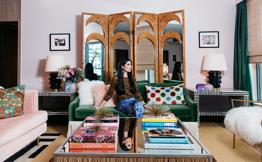 Interior designer and personal stylist Lucia Tait Tolani in the living room of her Mid-Levels abode