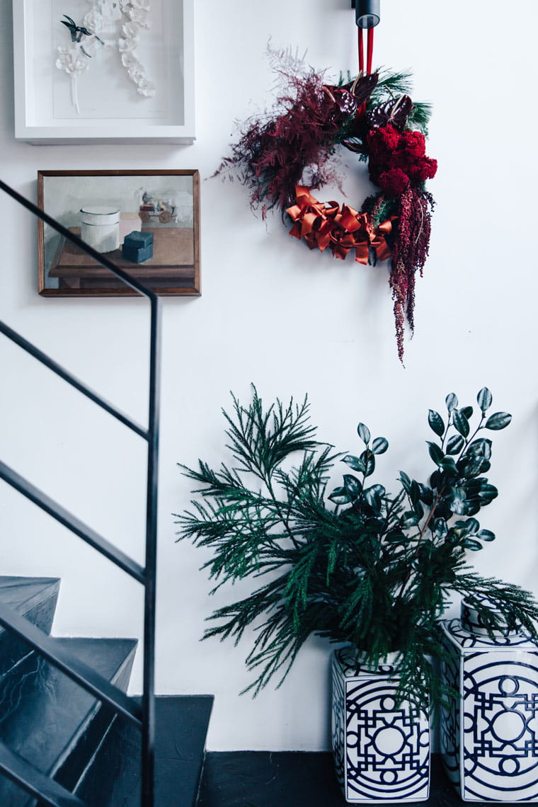 Get creative with where you hang your Christmas wreath