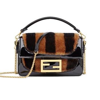 Fendi Multicolor Sheepskin and Vinyl Mini Baguette 