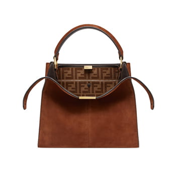 Fendi Peekaboo X-Lite Medium Brown Suede Bag