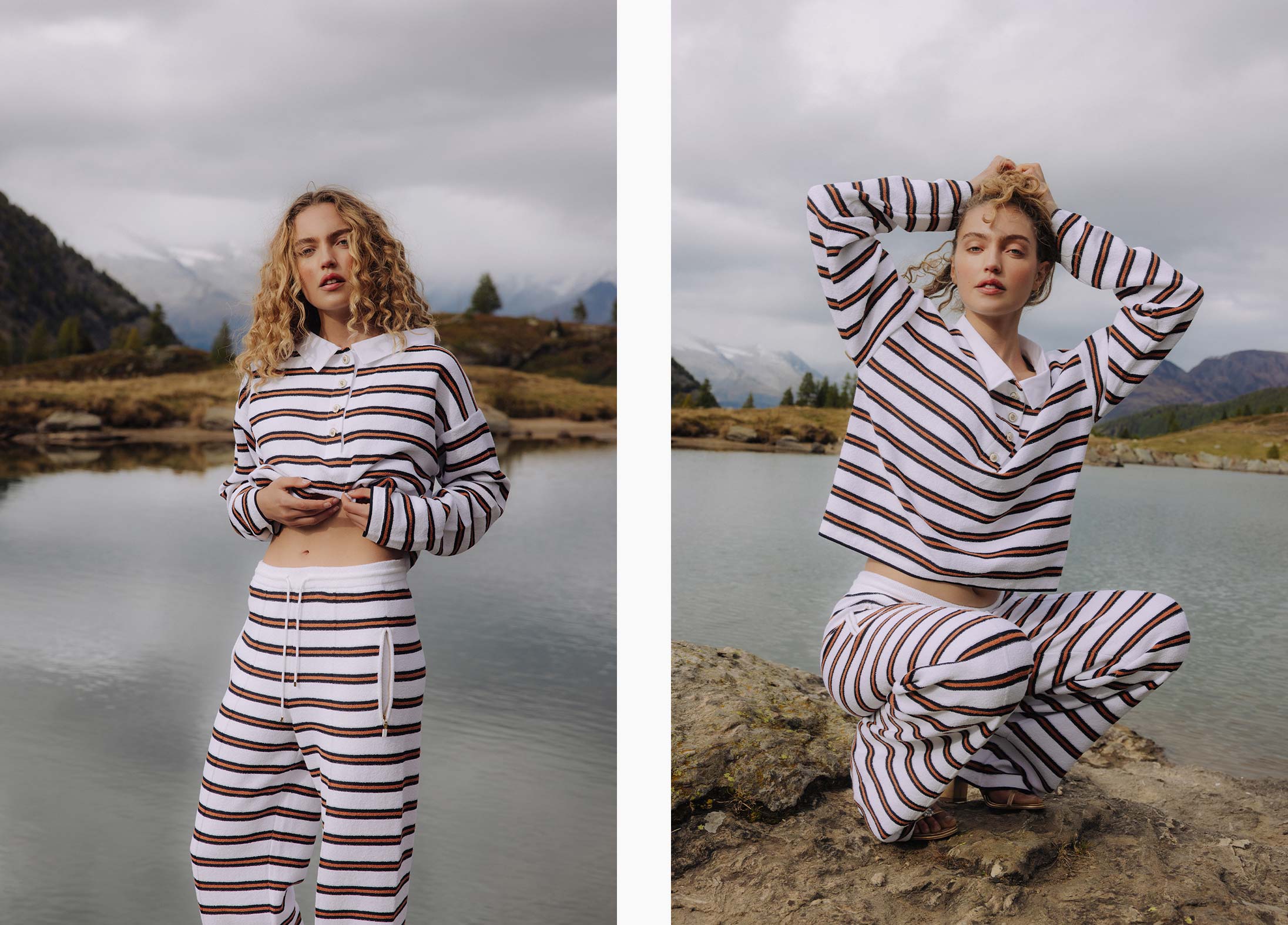A model poses wearing Chanel in the Italian Alps