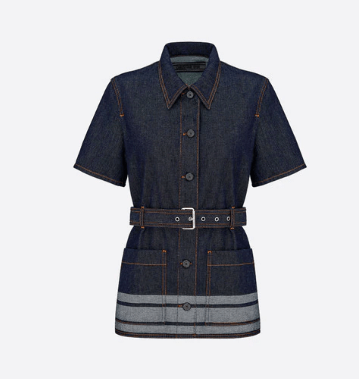 Dior Denim Couture Short-Sleeved Belted Jacket