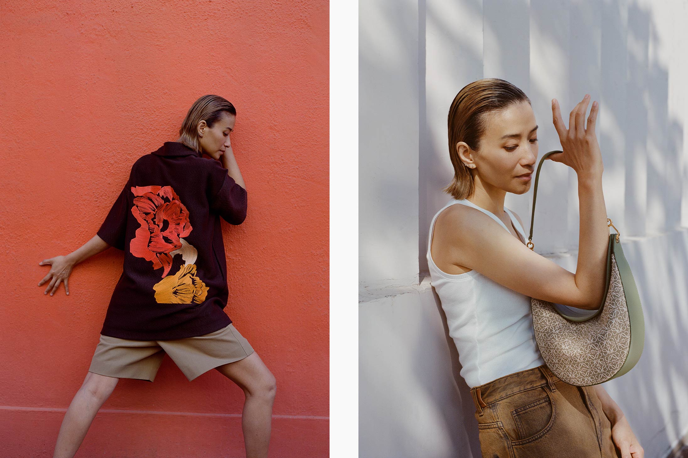 A model poses in Salvatore Ferragamo and Loewe available at Pacific Place