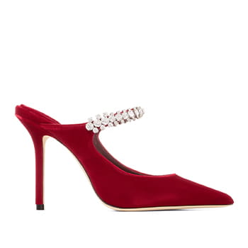 Jimmy Choo Bing 100 Rube Red Velvet Mules
