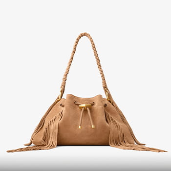 Jimmy Choo Cinch Medium Toffee Suede Shoulder Bag