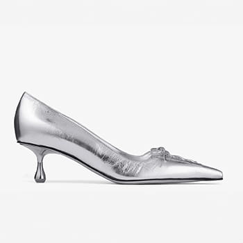 Jimmy Choo Scarlett 50 Silver Vintage Metallic Leather Pumps