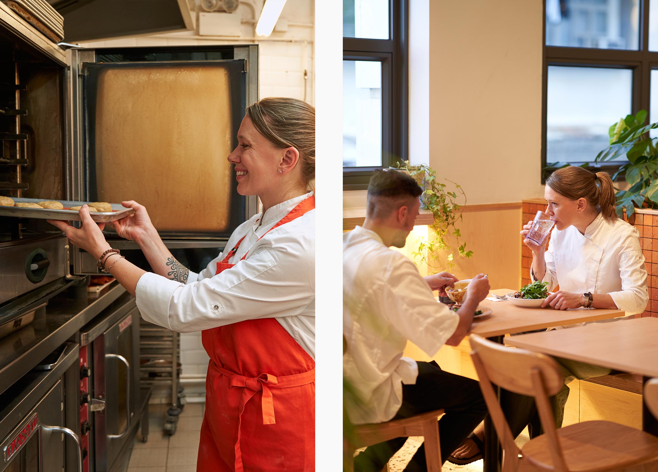 Black Sheep Restaurant Group's Pastry Chef Karys Plaxe prepares pastries and meets a colleague