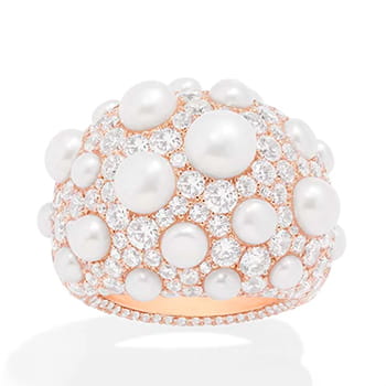 APM Monaco Chunky Pavé Ring with Pearls
