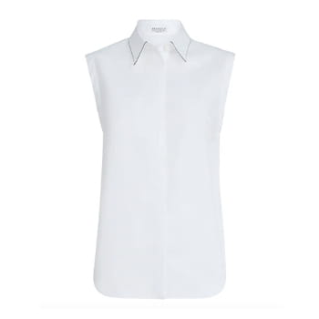 Brunello Cucinelli Sleeveless Shirt With Shiny Trim