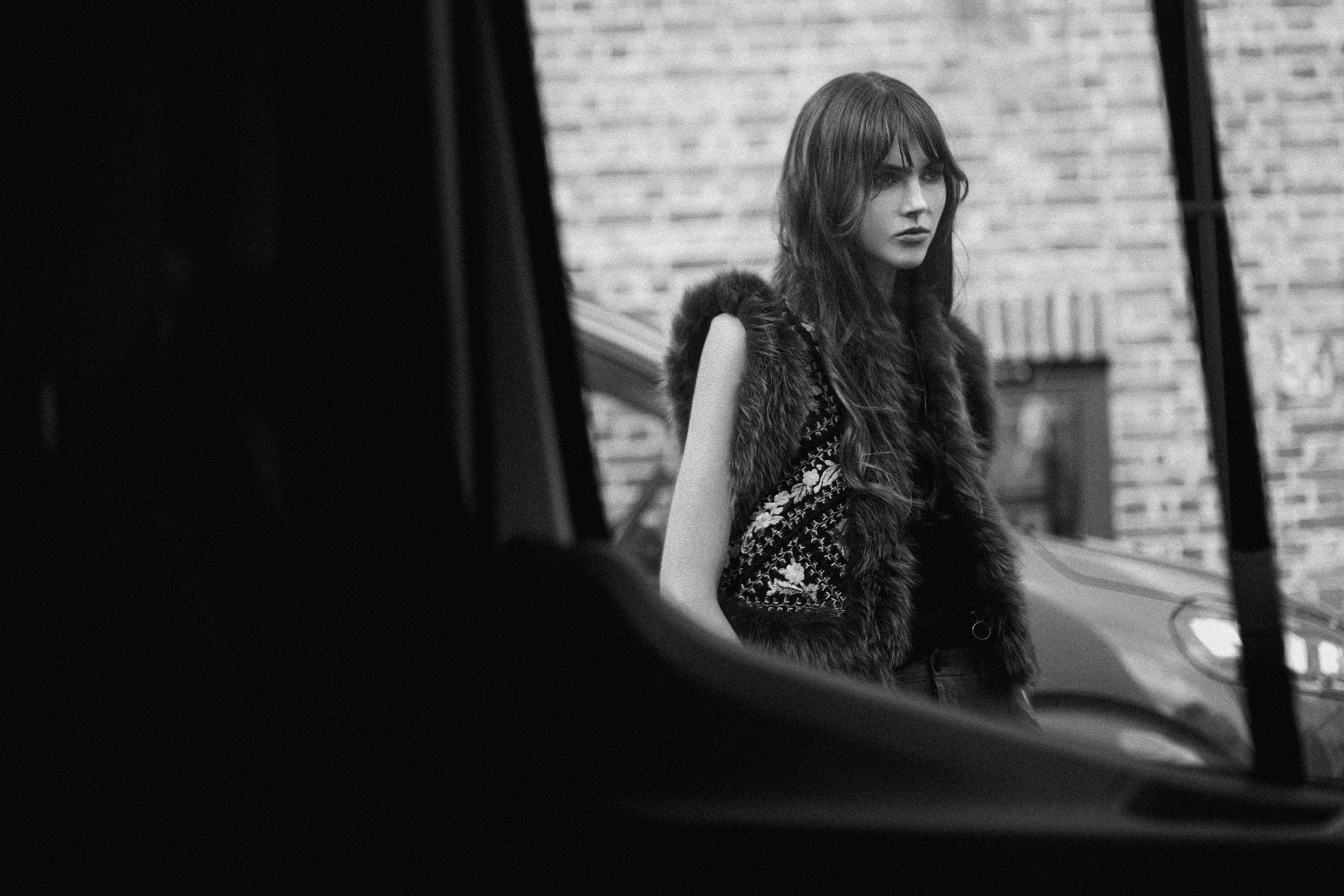 A model poses in London wearing Fendi