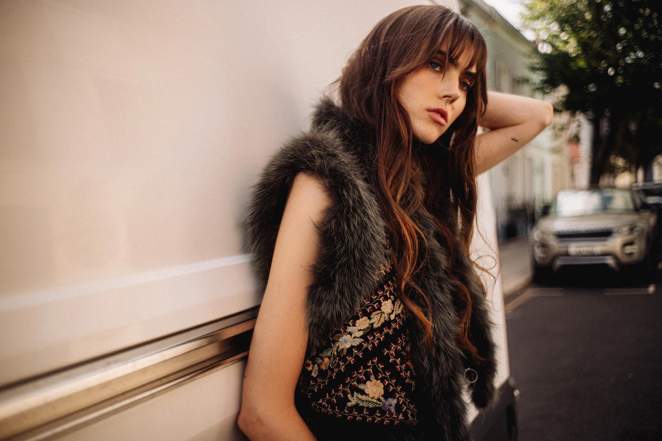 A model poses in London wearing Fendi