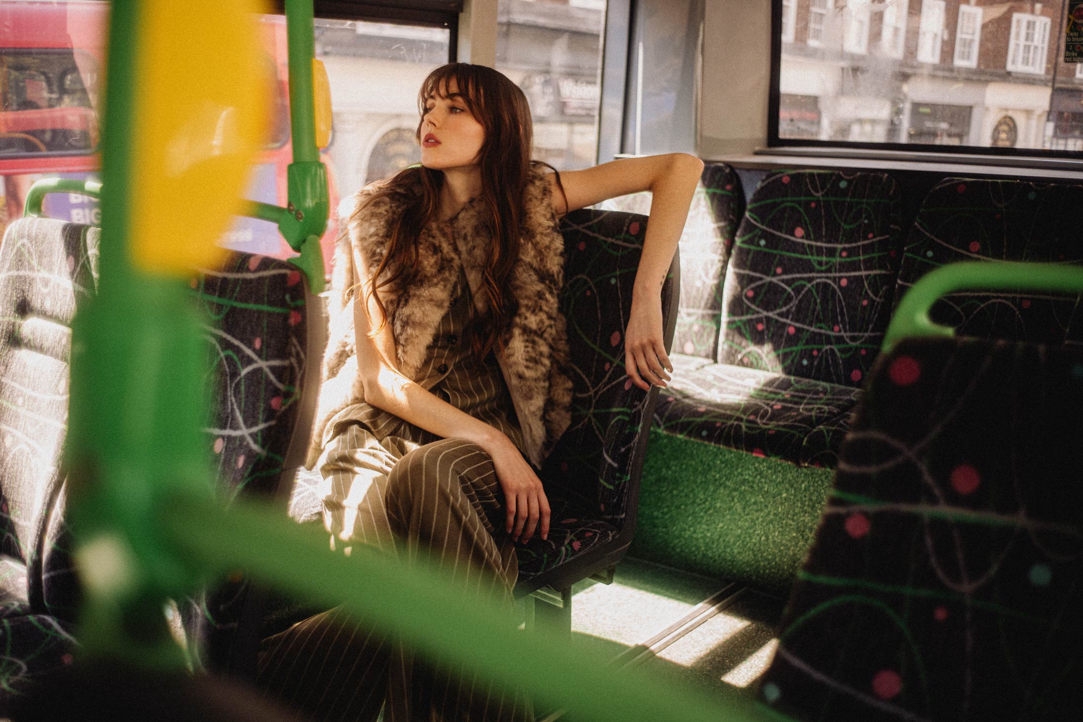 A model poses in London wearing Brunello Cuccinelli and Max Mara