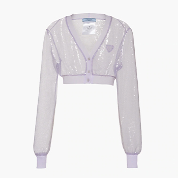 Prada Sequin-Embroidered Tulle Crop Top