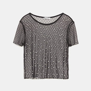 Zara Tulle T-Shirt With Appliqué