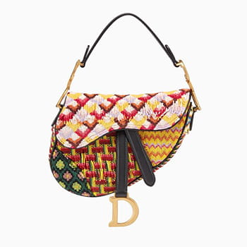 Dior Mini Saddle Bag In Embroidered Canvas
