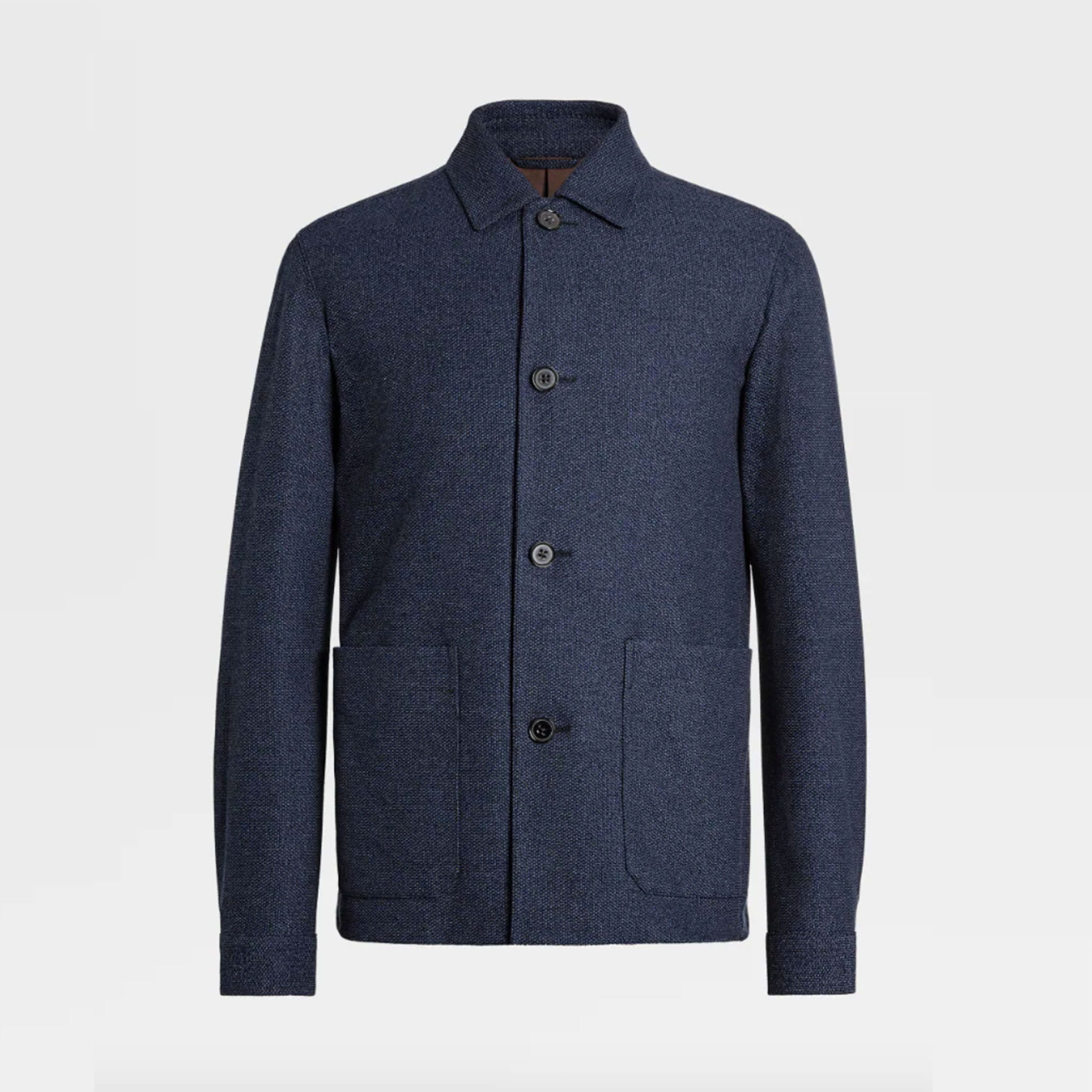 Zegna Navy Blue Cotton Jersey Chore Jacket 