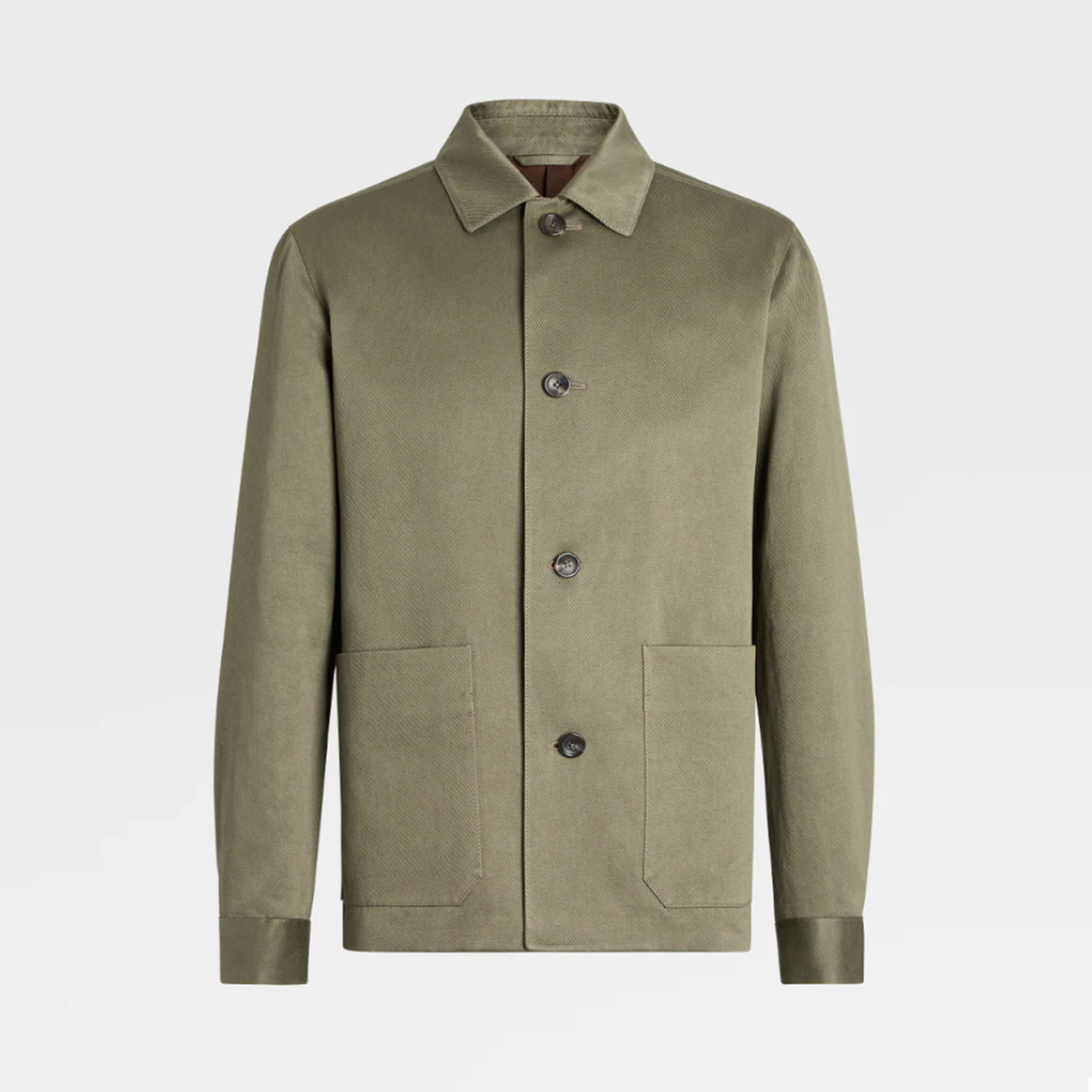 Zegna Light Military Green Cotton and Hemp Chore Jacket