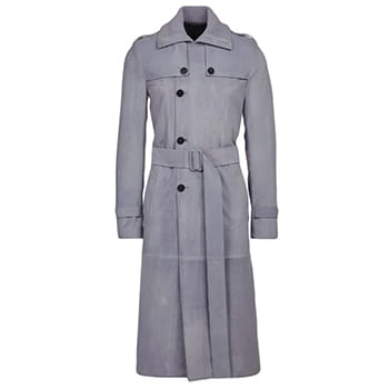 Ferragamo Double-Breasted Suede Trench Coat