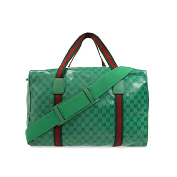 Gucci Large Duffle Bag with Web in Green GG Crystal