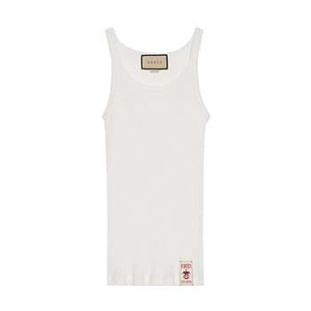 Gucci Logo-Patch Ribbed Cotton Tank Top