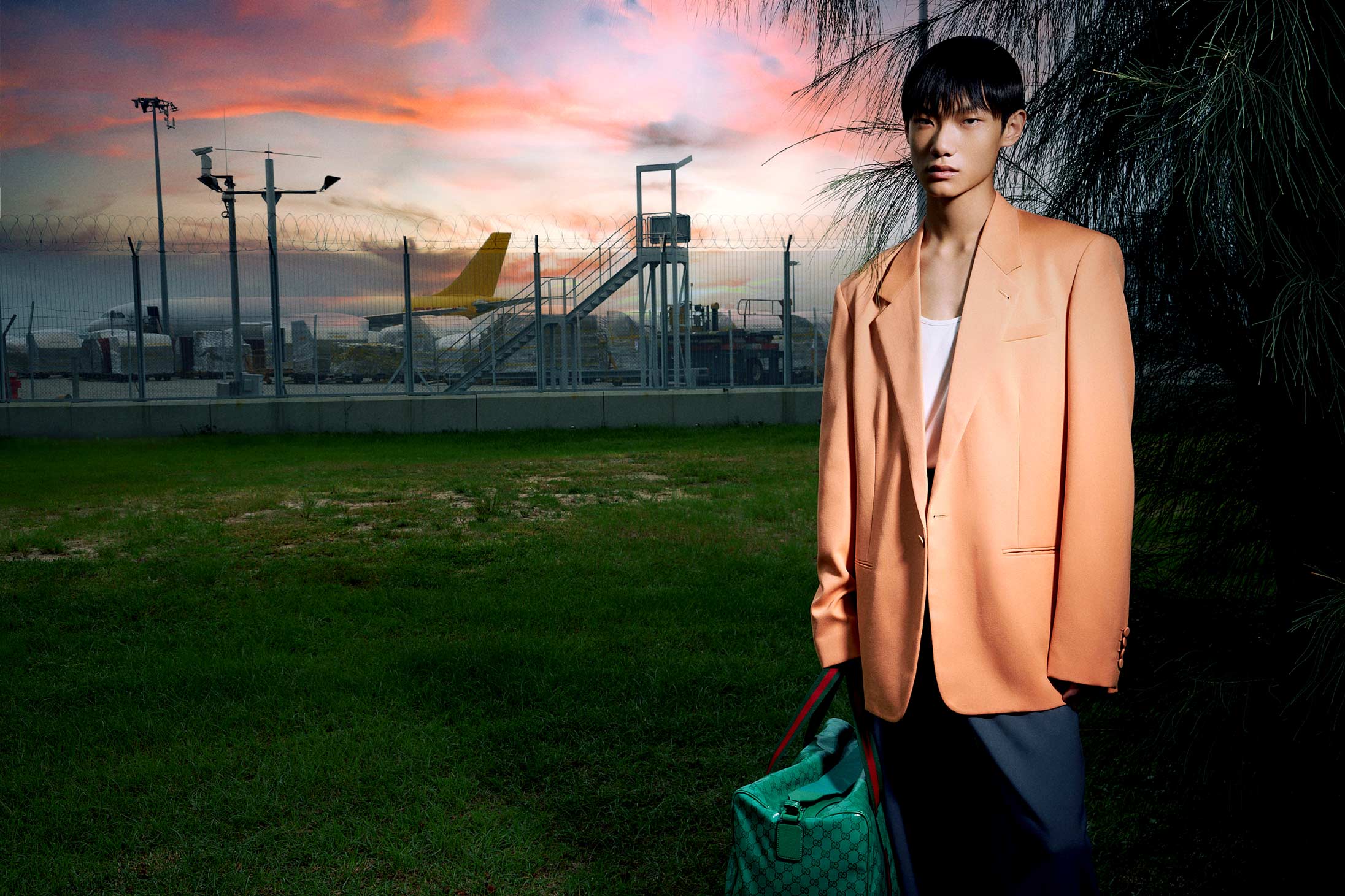A model poses in Gucci