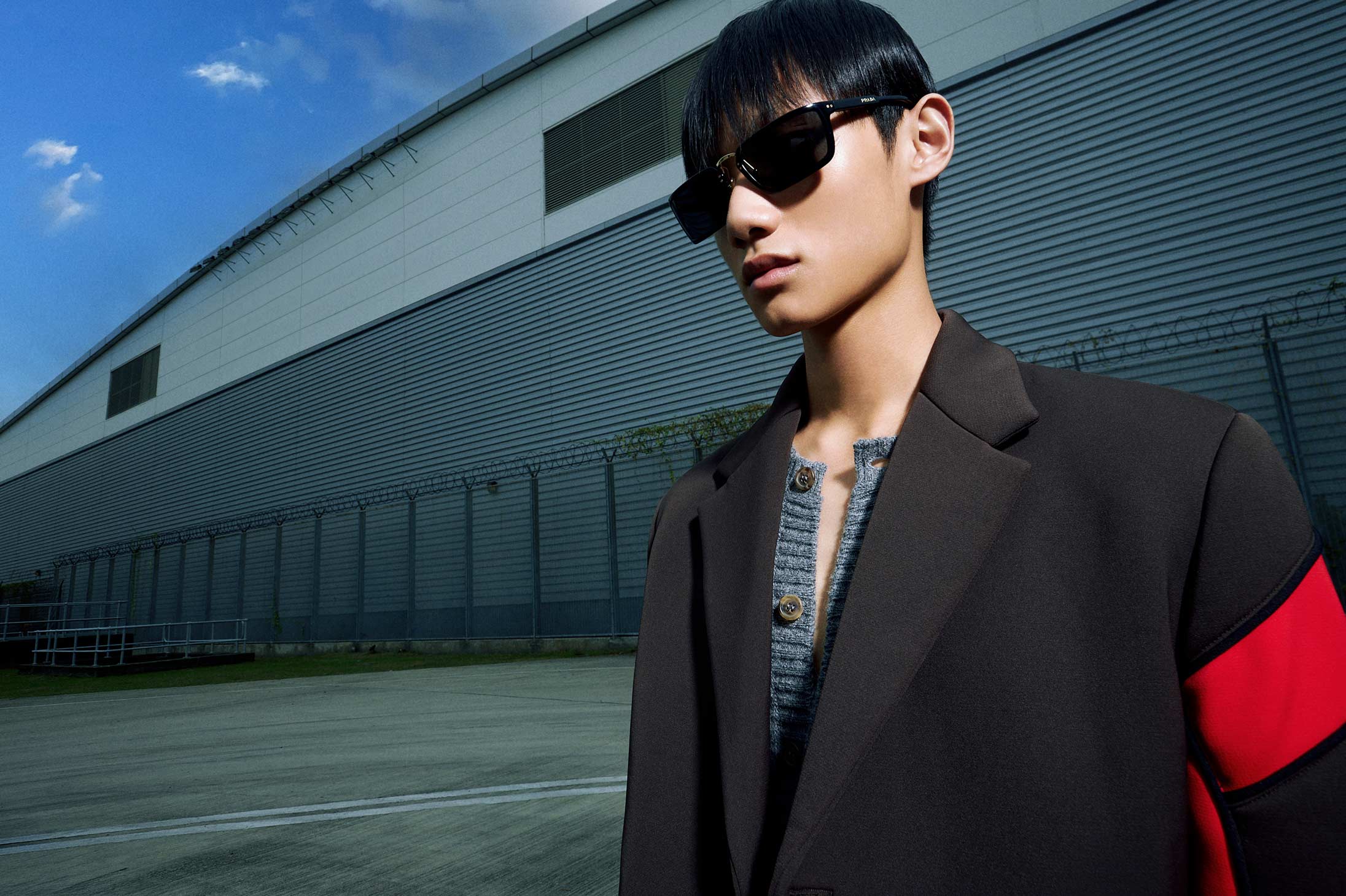 A model poses in Prada