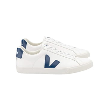 Veja Esplar Leather Extra-White Cobalt Sneakers 
