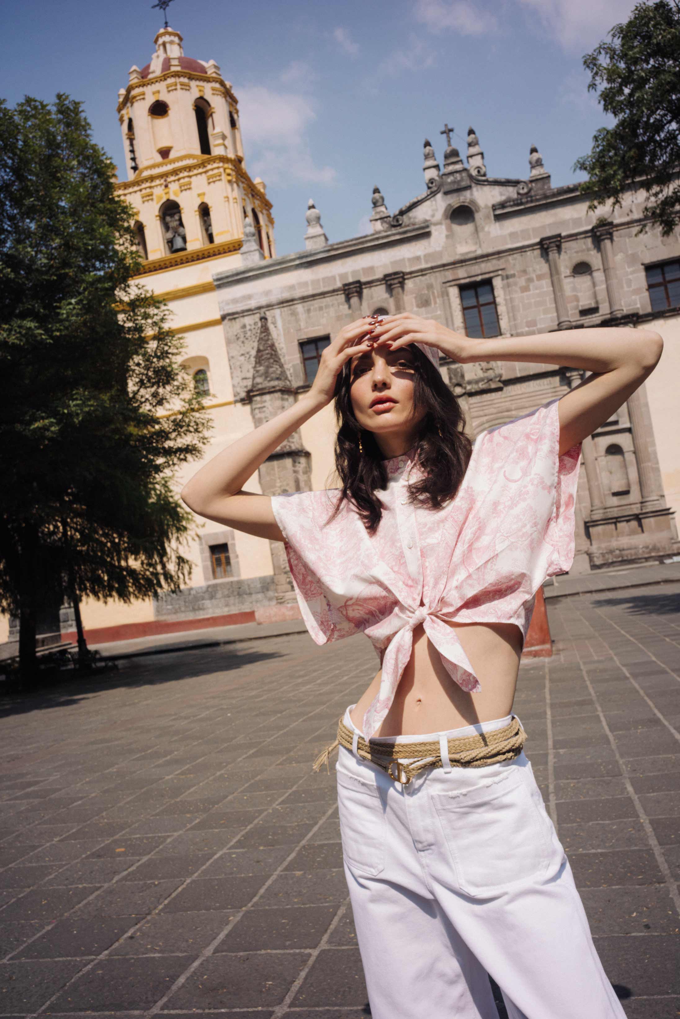 A model poses in Mexico City wearing Dior