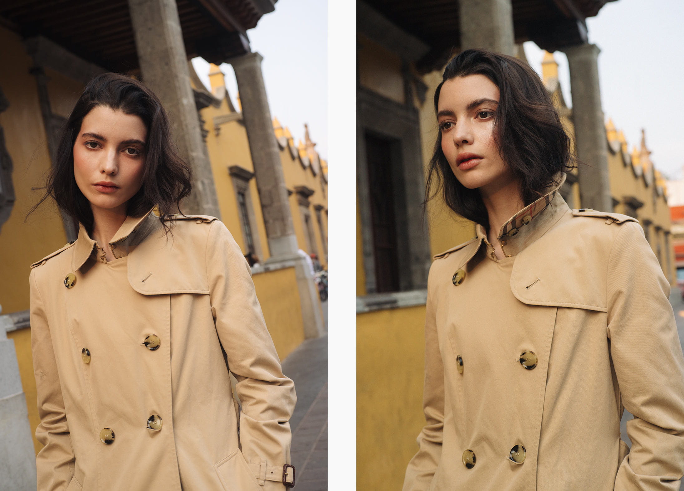 A model poses in Mexico City wearing Burberry