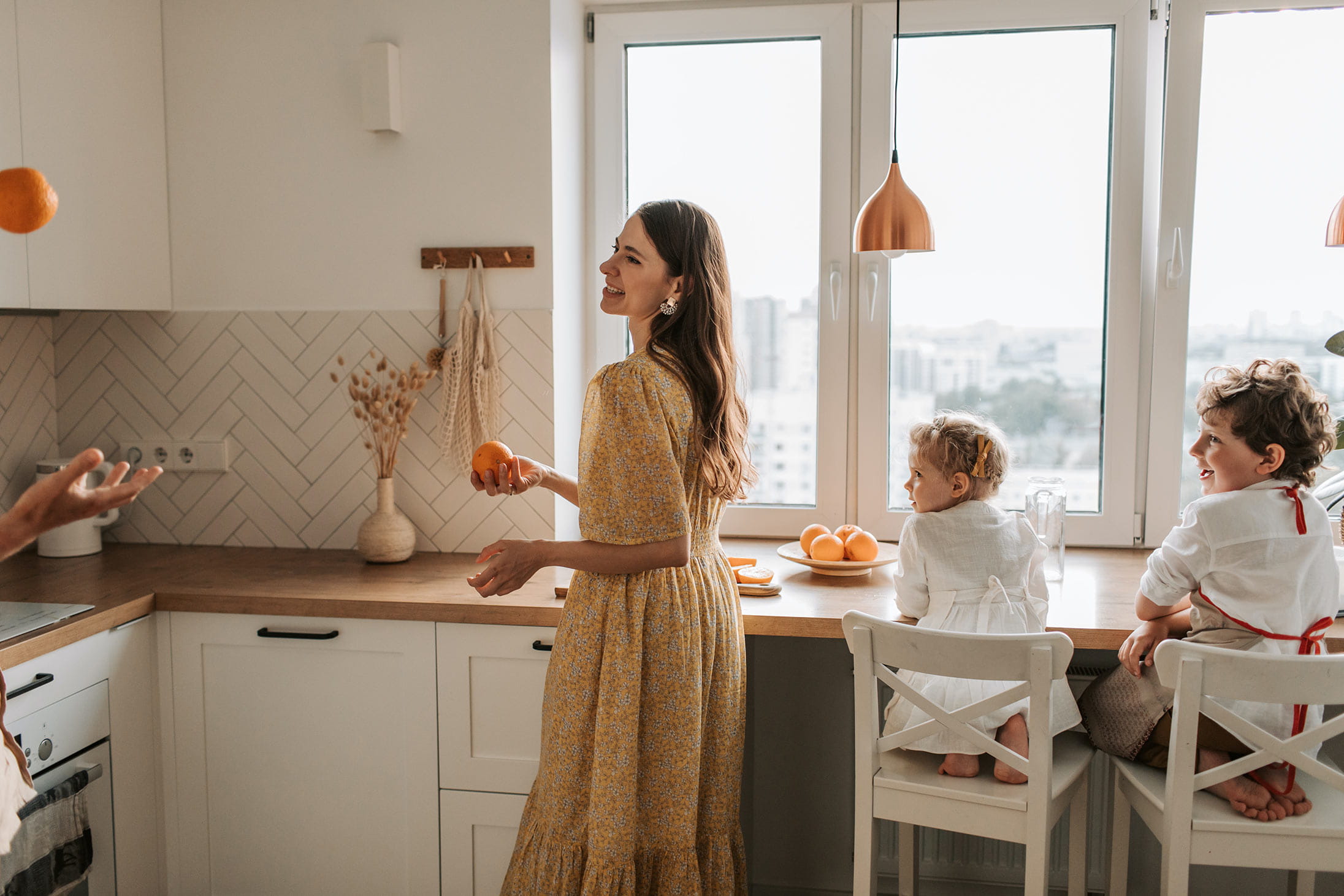 An illustration of mothers and children celebrating Mother's Day