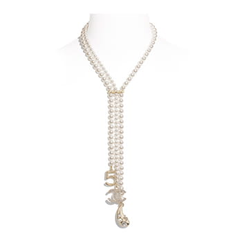 Chanel Gold, Pearly White & Crystal Necklace
