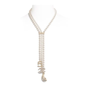 Chanel Gold, Pearly White & Crystal Necklace