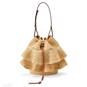 Loewe Ruffles Balloon Bag in Raffia and Calfskin