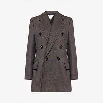 Bottega Veneta Houndstooth Wool Jacket with Label
