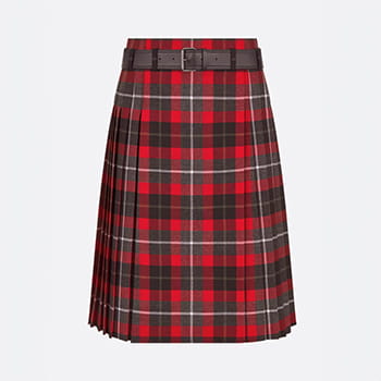 Dior Kilt-Inspired Pleated Skirt with Belt