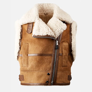 Hogan Sleeveless Biker Jacket in Shearling 