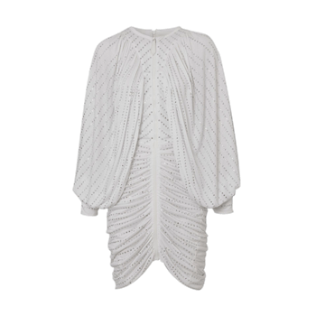 Burberry Crystal Pinstriped Ruched Jersey Dress