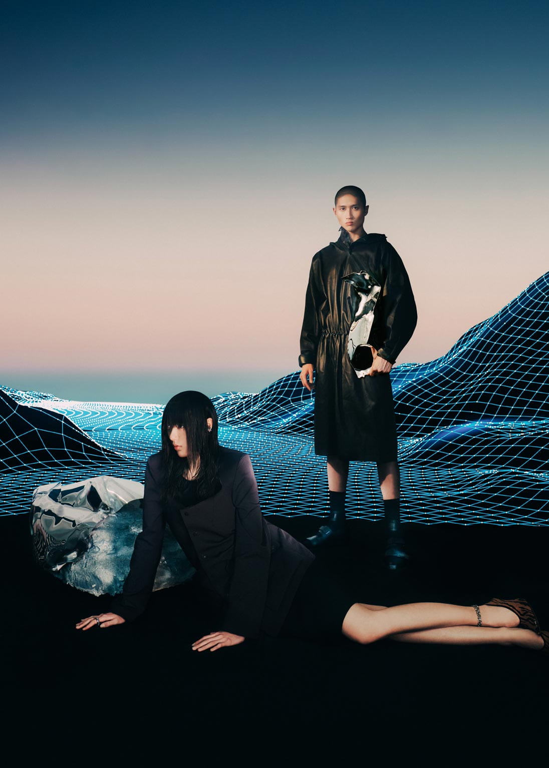 Models pose in Bottega Veneta, Balenciaga and Rick Owens