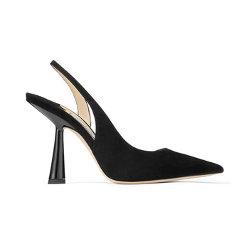 Jimmy Choo Fetto 100 Black Suede Pointed Toe Pumps