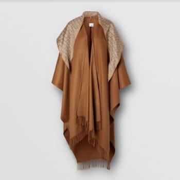 Burberry Detachable Monogram Print Scarf Cashmere Cape