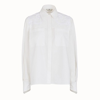 Fendi White Cotton Taffeta Shirt