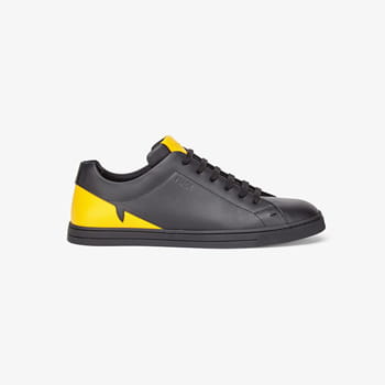 Fendi Men Black Leather Low-Tops 