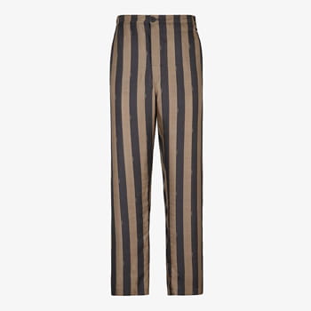 Fendi Men Brown Silk Trousers 