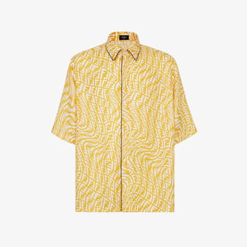 Fendi Men Yellow Silk Shirt