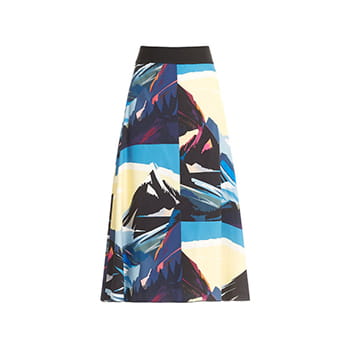 Sportmax Postcard Print Viscose Fishtail Skirt